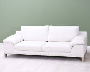 Natuzzi 3-istuttava nahkasohva valkoinen