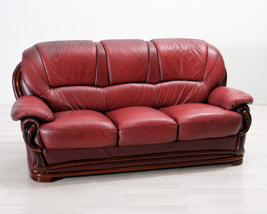 3-istuttava nahkasohva punainen